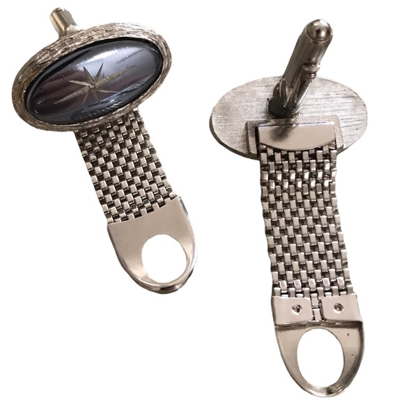 VTG Mad Men Cufflinks Shooting Star Good Luck - Picture 1 of 4